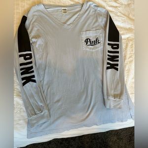 VS PINK Baby Blue v neck long sleeve